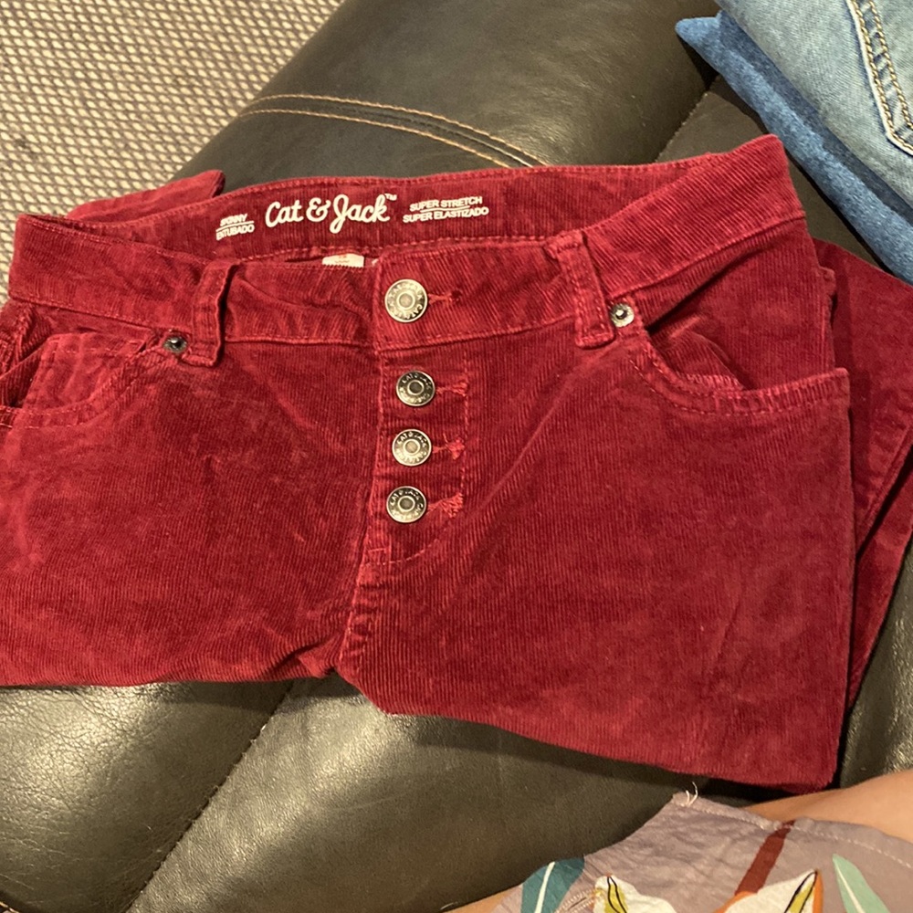 Young girl burgundy Corduroy pants